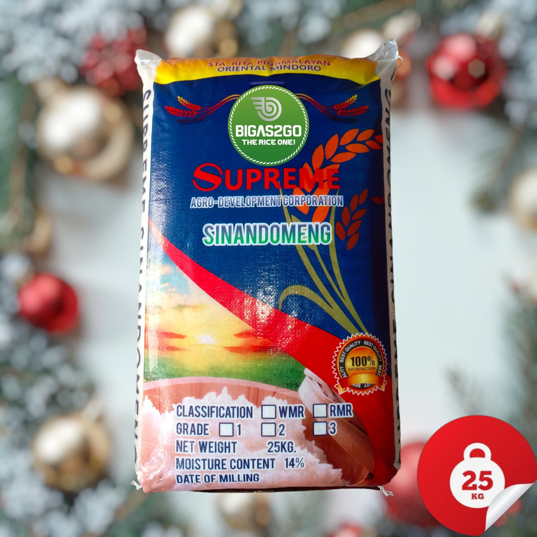 Fast & Free Delivery: Same-Day/Next-Day (Metro Manila & Nearby) | BIGAS2GO Supreme Sinandomeng Mindoro Rice 25kg | Premium, Aromatic Bigas Padala | 10% Off QR Code Payment